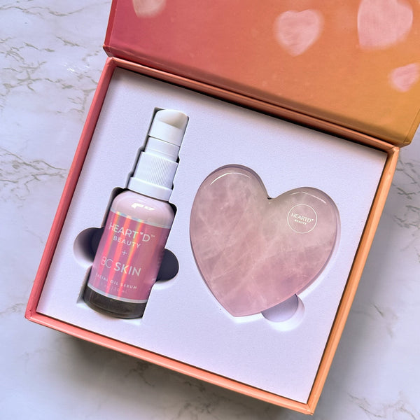 The Self-Love Skincare Set - Gua Sha Tool and Organic Oil Serum